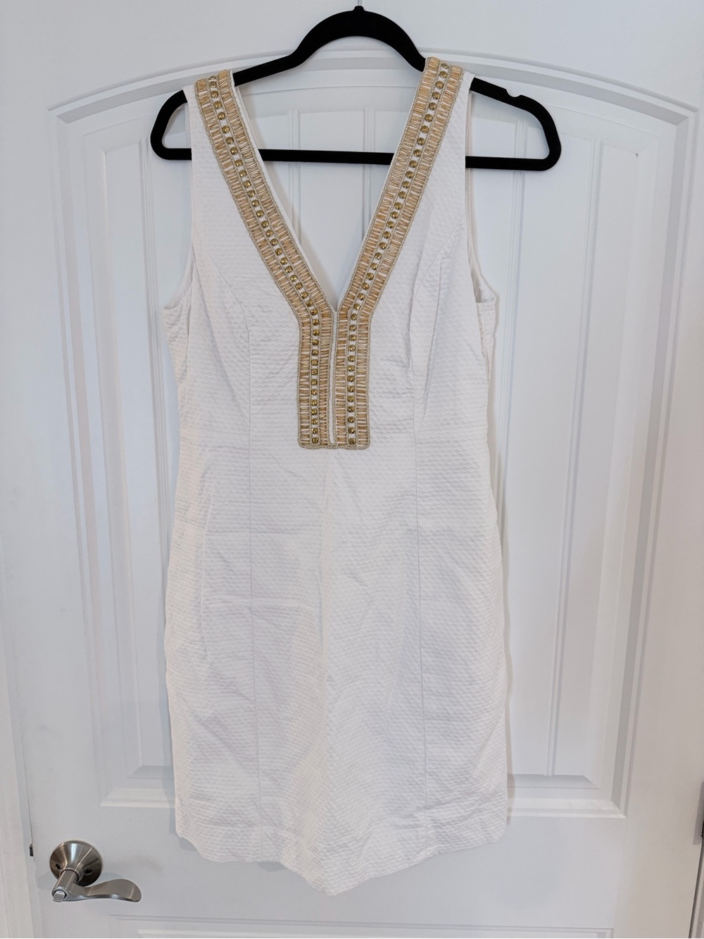Lilly Pulitzer White Dress with Gold Beaded Trim